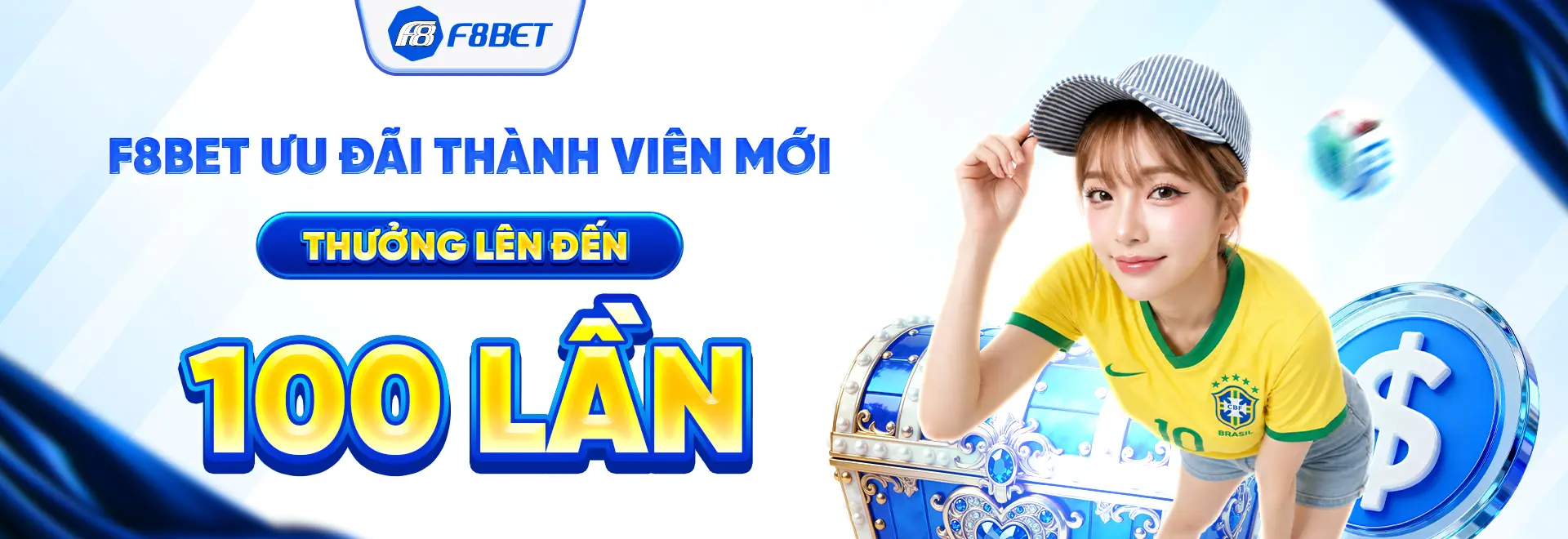 f8bet banner ưu đãi thành viên mới thưởng 100 lần